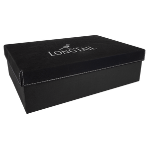 Black/Silver 11 3/4" x 7 3/4" Gift Box with Laserable Leatherette Lid