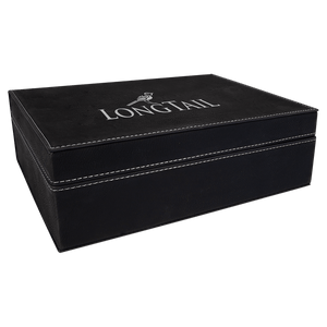 Black/Silver 10 1/4" x 7 1/2" Laserable Leatherette Premium Gift Box