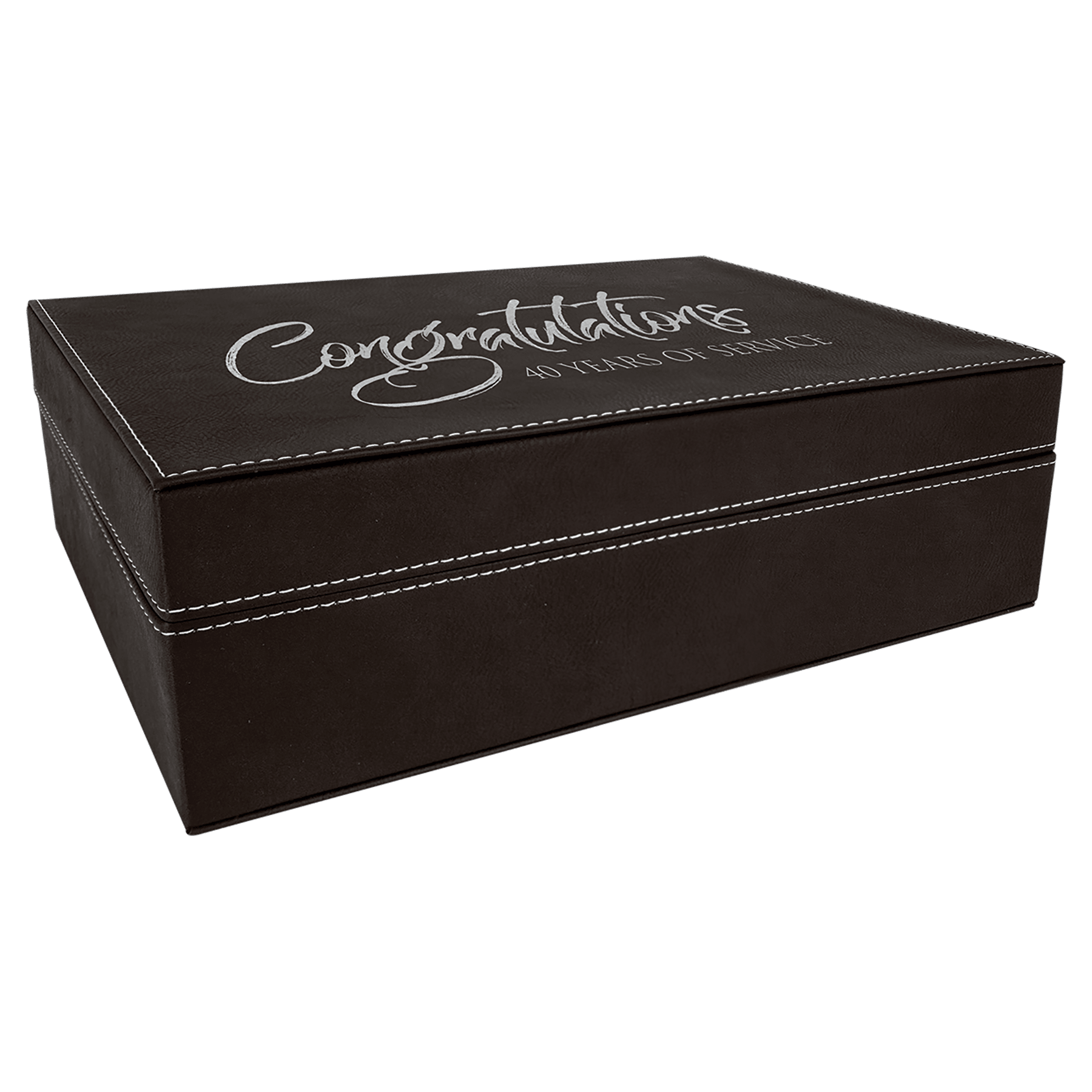Black/Silver 12 1/4" x 8 1/4" Laserable Leatherette Premium Gift Box