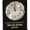 6 1/4" Black Glass Arch Clock with Base