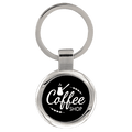 2 1/2" Black Laserable Round Keychain
