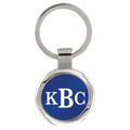 3" Blue Laserable Round Keychain
