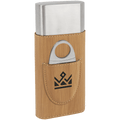 Bamboo Laserable Leatherette Cigar Case with Cutter