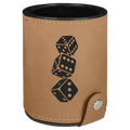 Light Brown Laserable Leatherette Dice Cup with 5 Dice