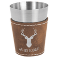 2 oz. Rustic/ Laserable Leatherette & Stainless Steel Shot Glass