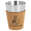 2 oz. Bamboo Laserable Leatherette & Stainless Steel Shot Glass