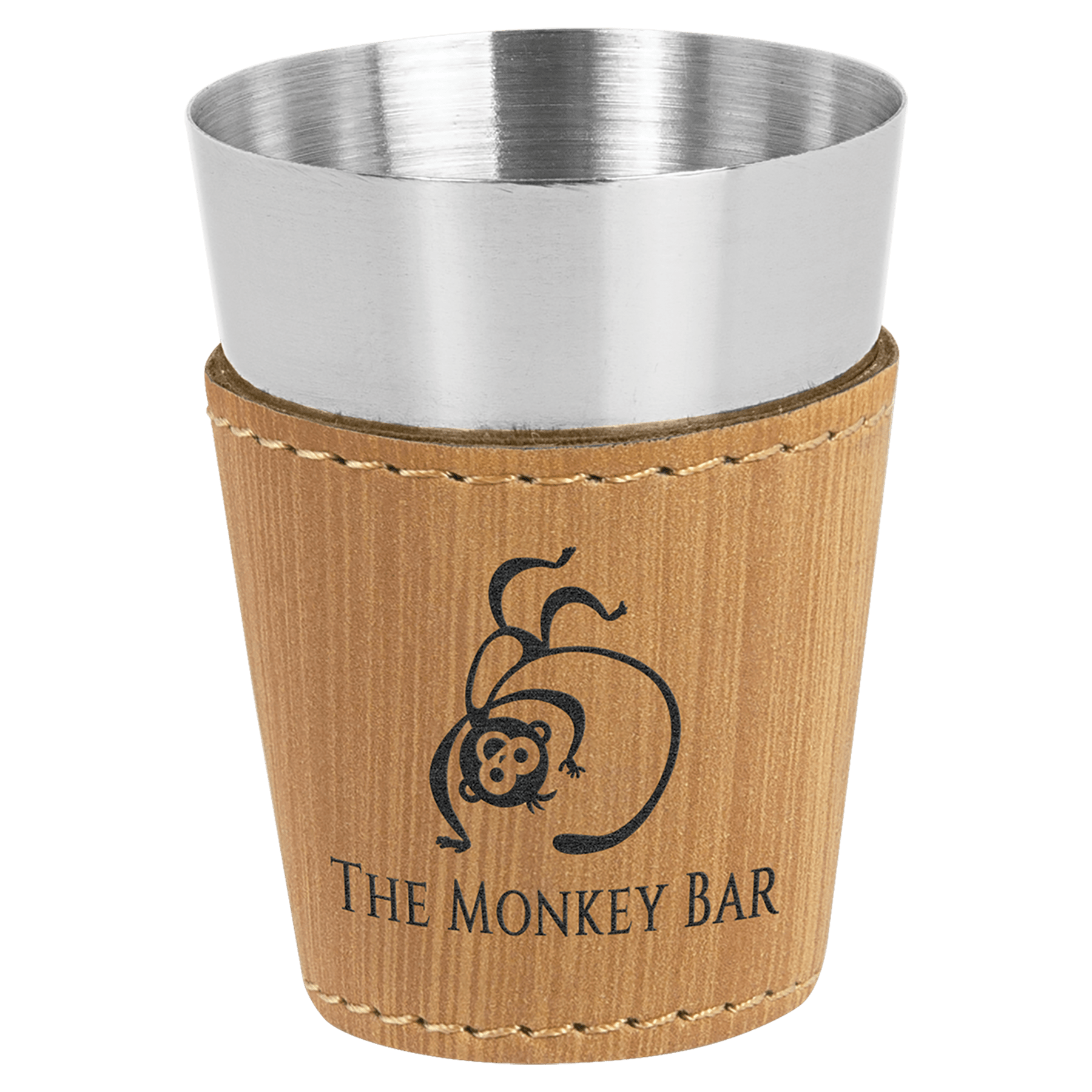 Bamboo 2 oz. Laserable Leatherette & Stainless Steel Shot Glass