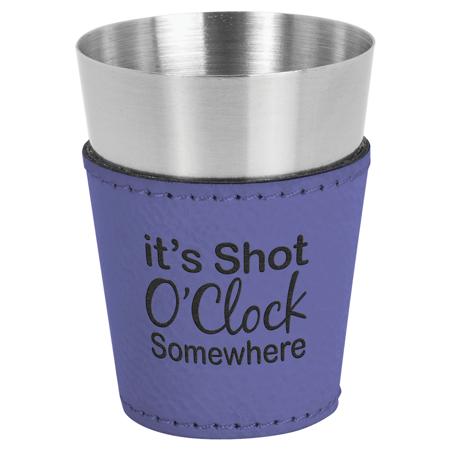Purple 2 oz. Laserable Leatherette & Stainless Steel Shot Glass