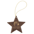 Rustic/ Laserable Leatherette Star Ornament with Gold String