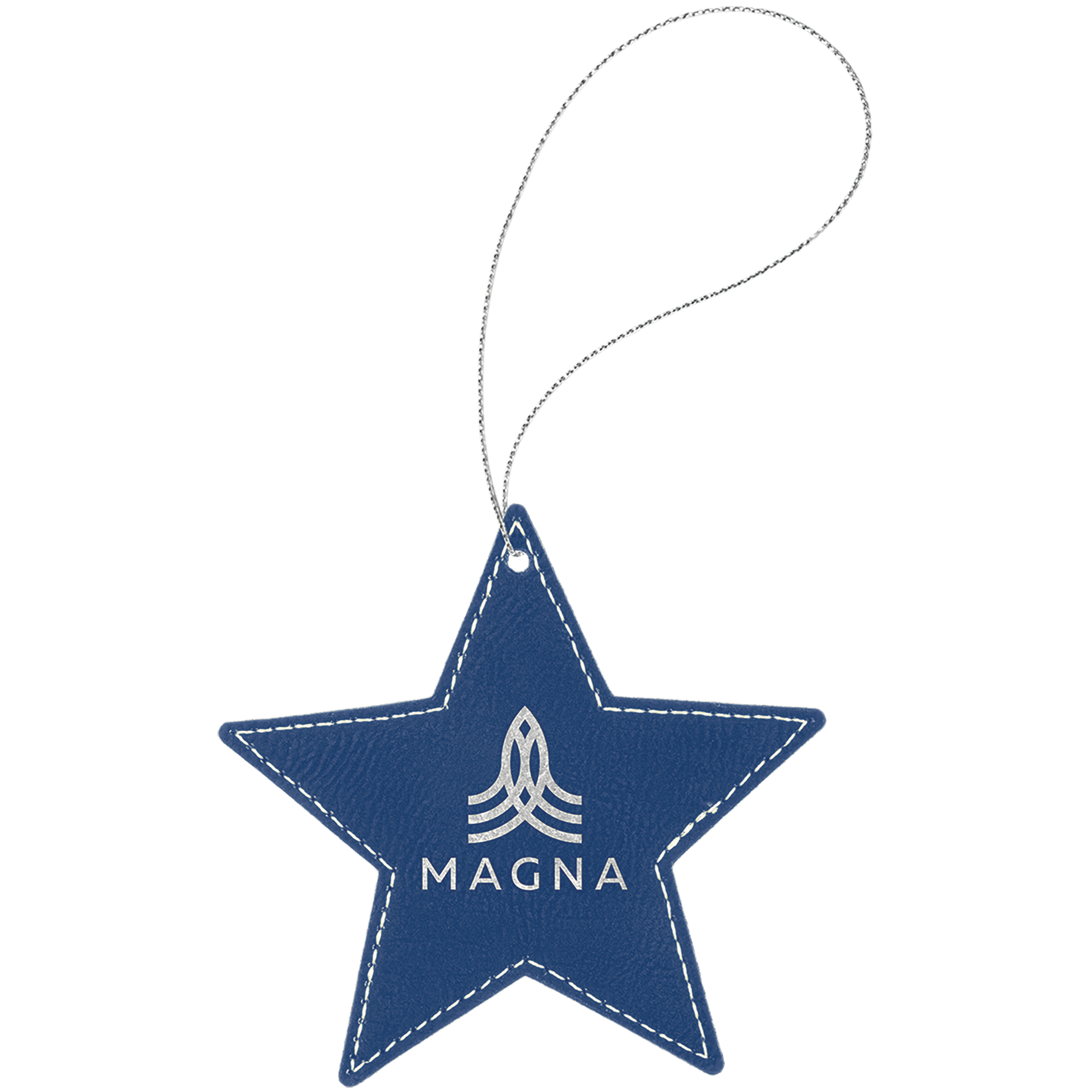 Laserable Leatherette Star Ornament with Silver String