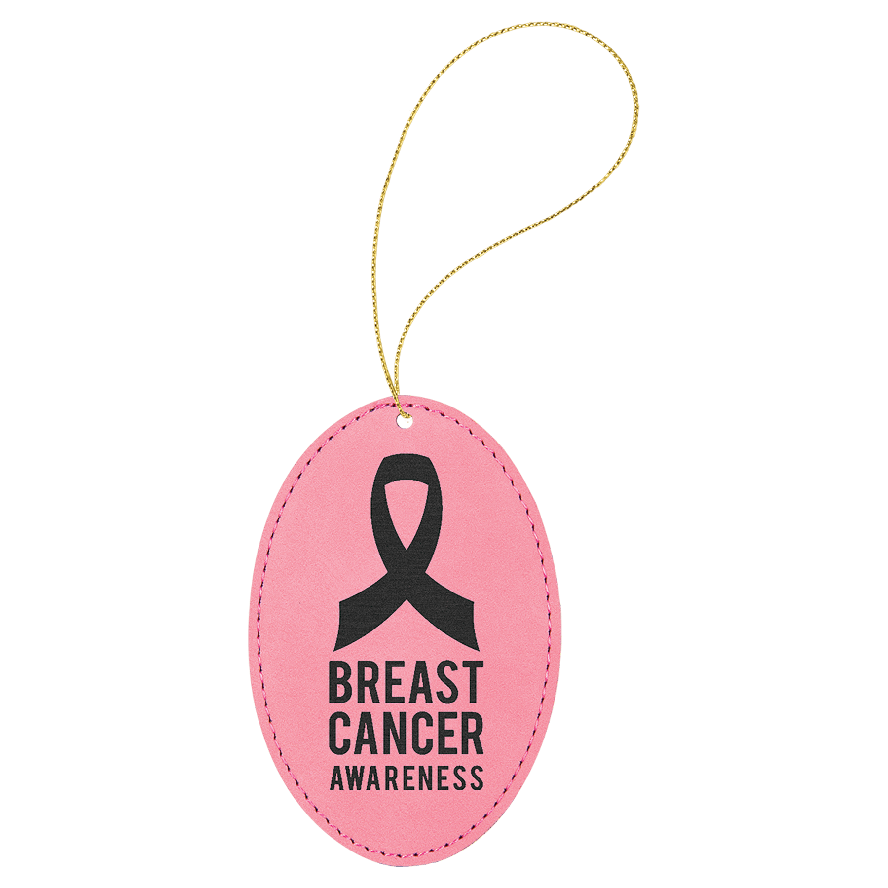 Pink Gold Laserable Leatherette Oval Ornament with String
