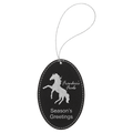 Laserable Leatherette Oval Ornament with Silver String