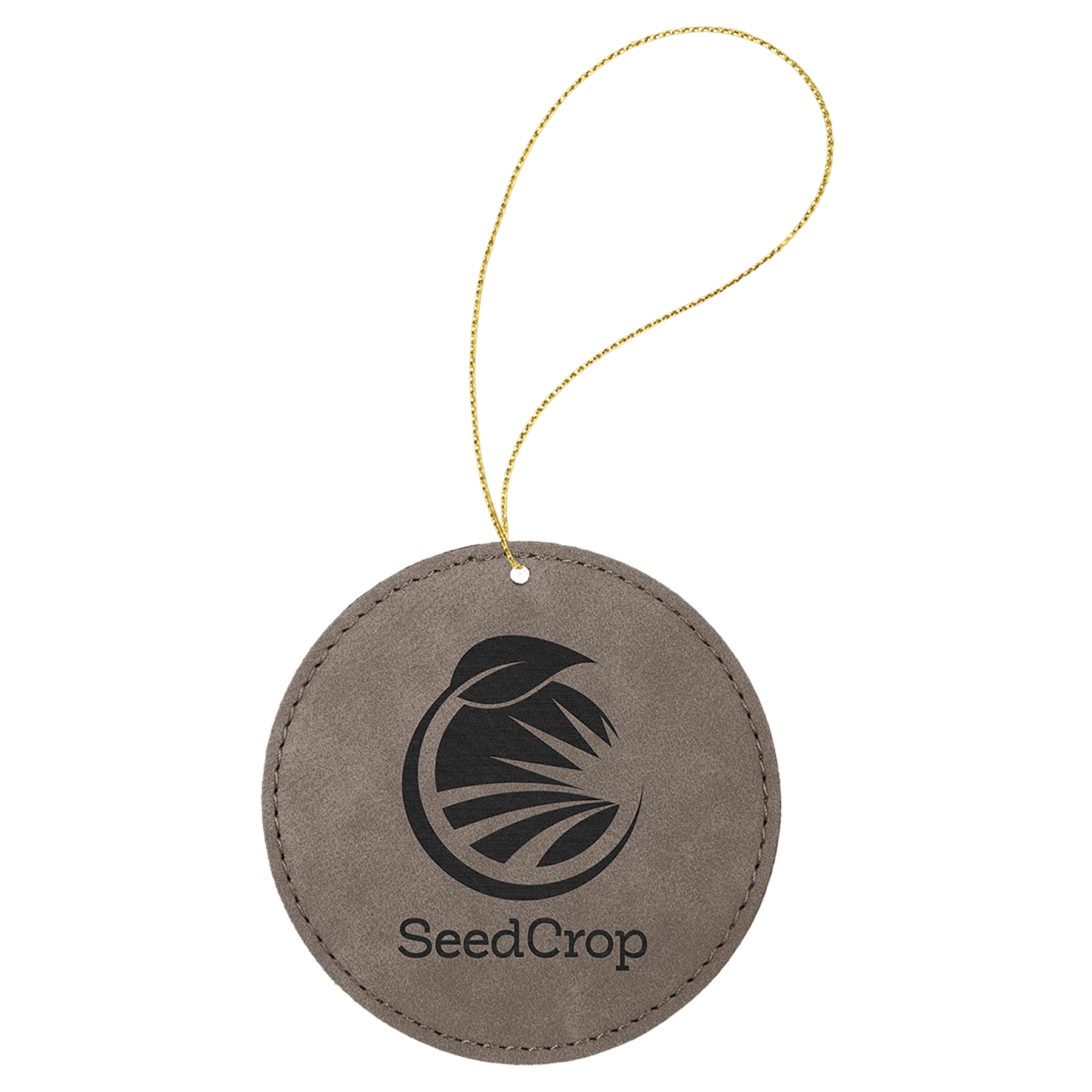Gray Gold Laserable Leatherette Round Ornament with String