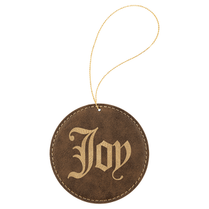 Rustic/Gold Gold Laserable Leatherette Round Ornament with String