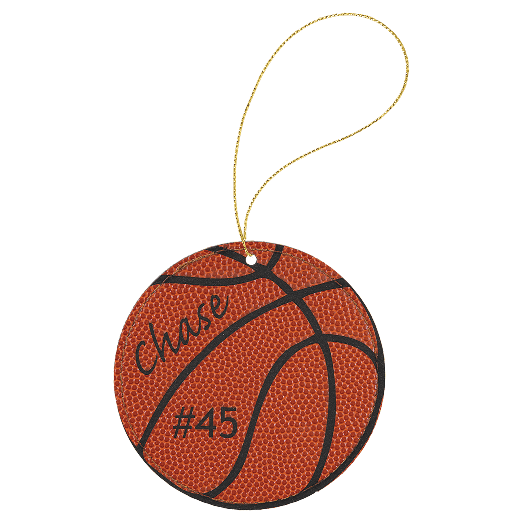 Basketball Gold Laserable Leatherette Round Ornament with String