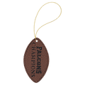 Football Laserable Leatherette Ornament with Gold String