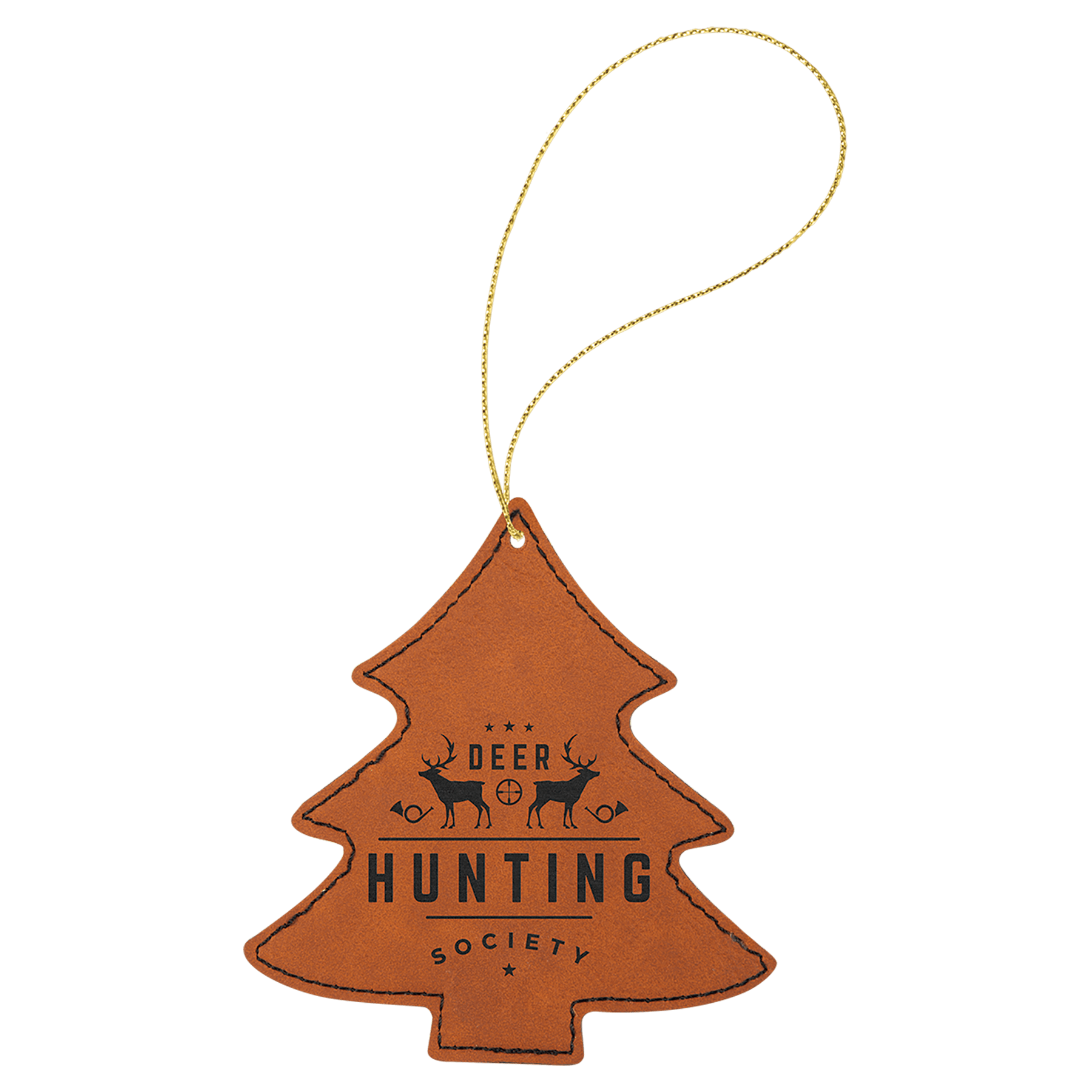 Rawhide Gold Laserable Leatherette Tree Ornament with String
