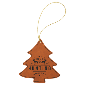 Rawhide Gold Laserable Leatherette Tree Ornament with String