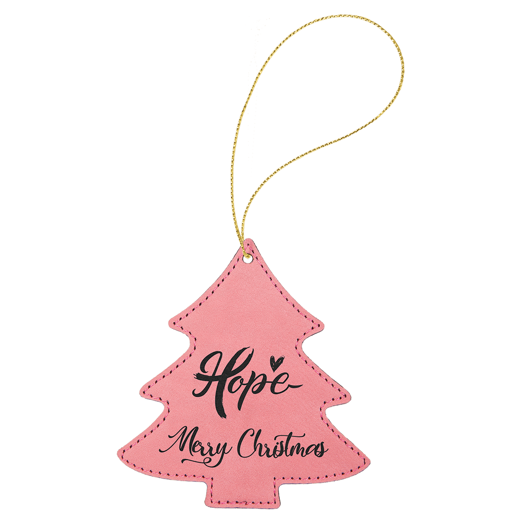 Pink Gold Laserable Leatherette Tree Ornament with String