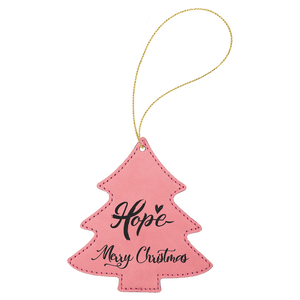 Pink Gold Laserable Leatherette Tree Ornament with String
