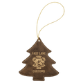 Rustic/ Laserable Leatherette Tree Ornament with Gold String