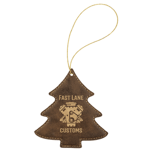 Rustic/Gold Gold Laserable Leatherette Tree Ornament with String