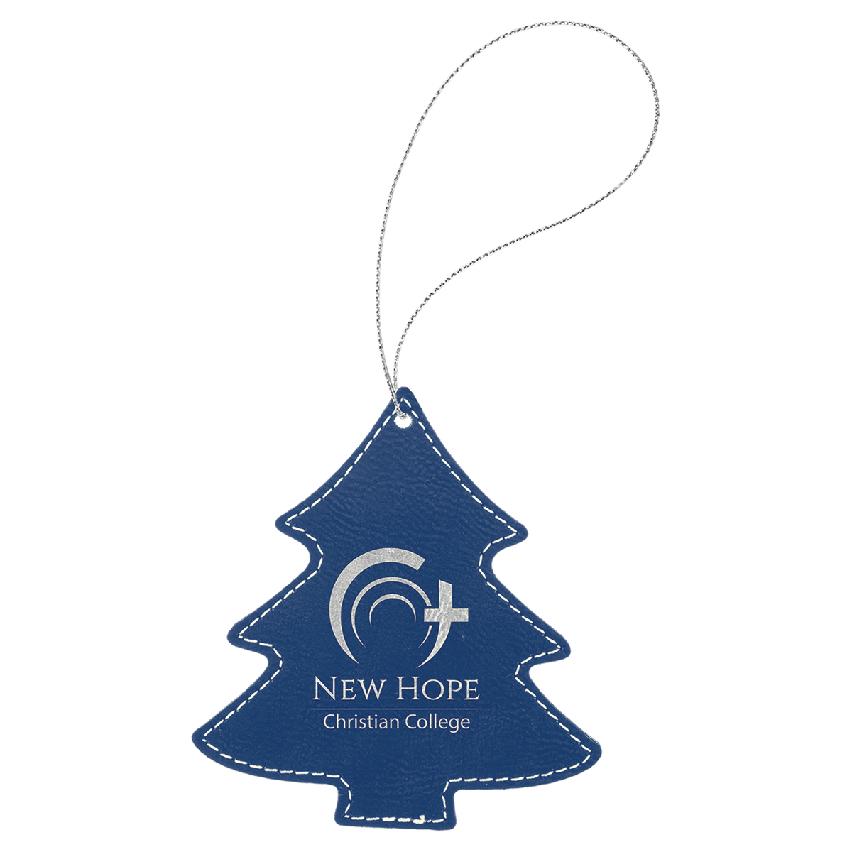 Laserable Leatherette Tree Ornament with Silver String