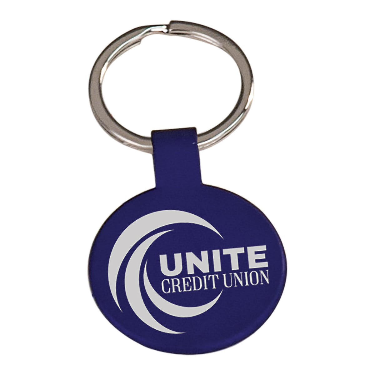 Blue 1 1/2" Laserable Round Keychain