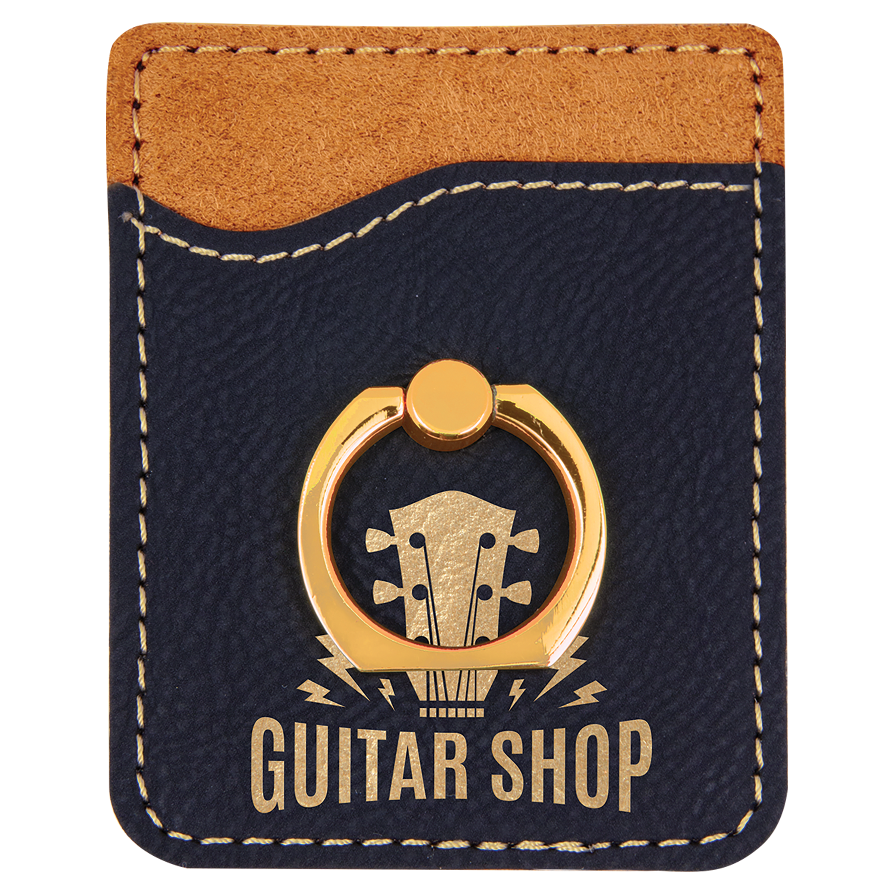 Laserable Leatherette Phone Wallet with Gold Ring