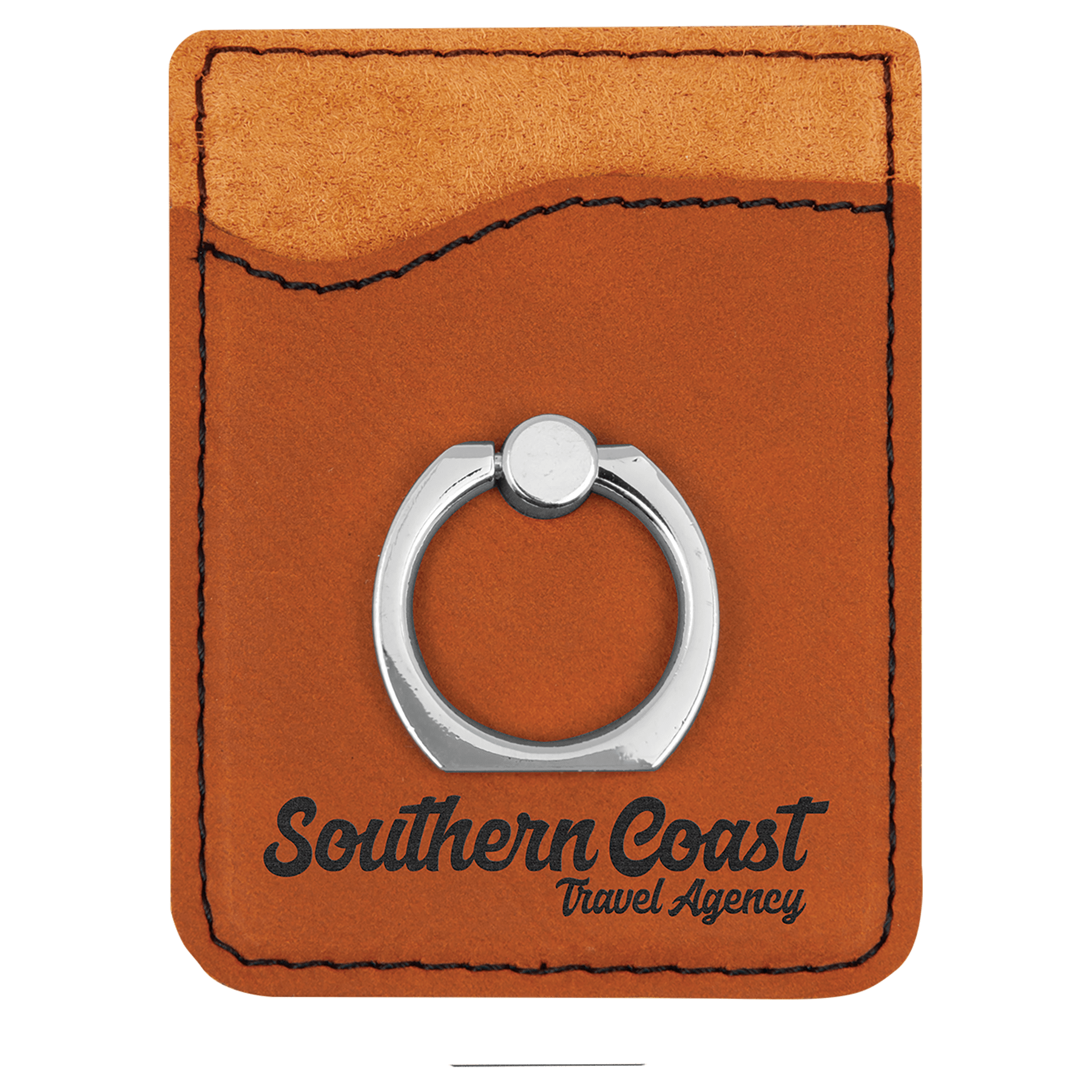 Rawhide Laserable Leatherette Phone Wallet with Silver Phone Wallet with Silver Ring