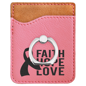Pink Laserable Leatherette Phone Wallet with Silver Phone Wallet with Silver Ring