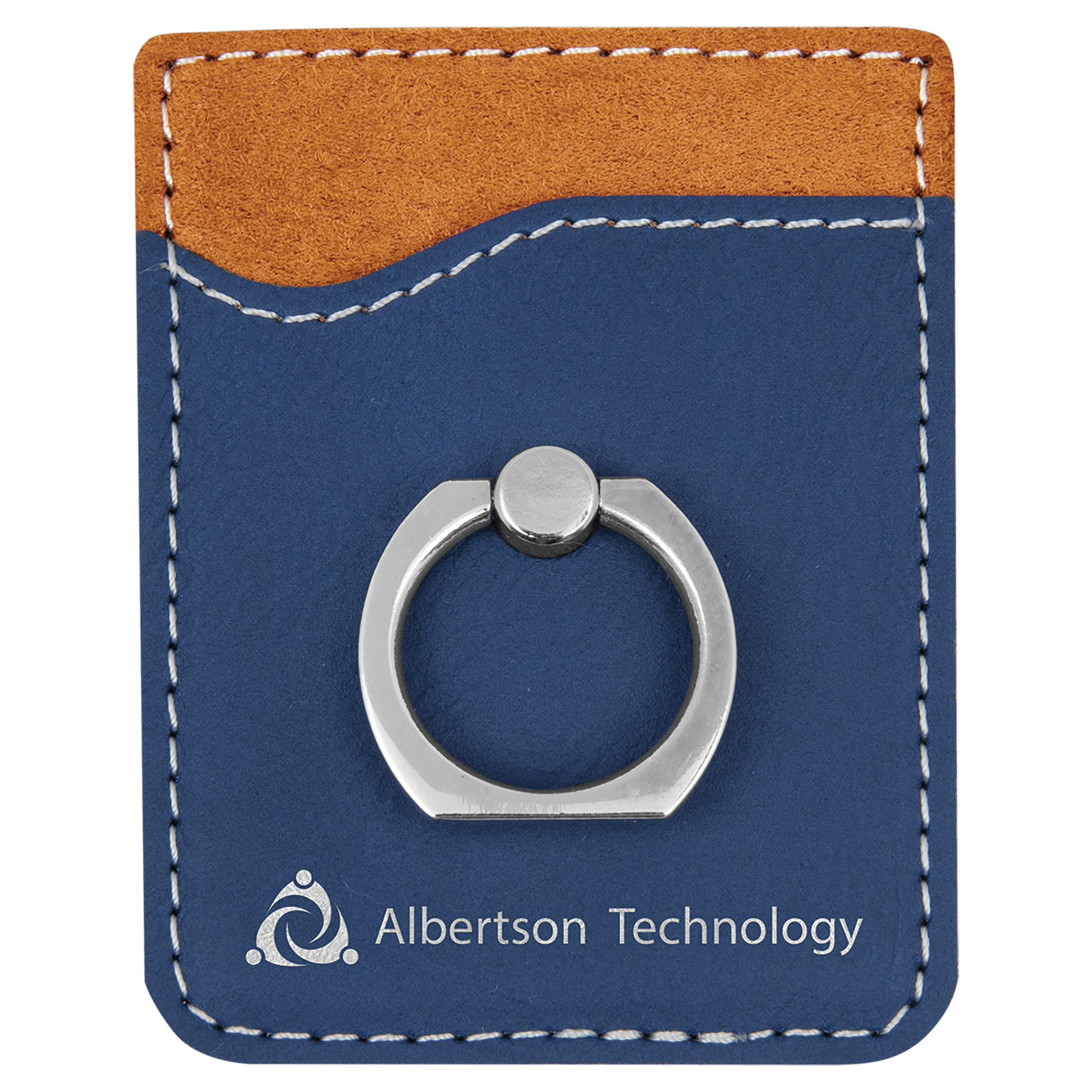 Blue/Silver Laserable Leatherette Phone Wallet with Silver Laserable Leatherette Phone Wallet