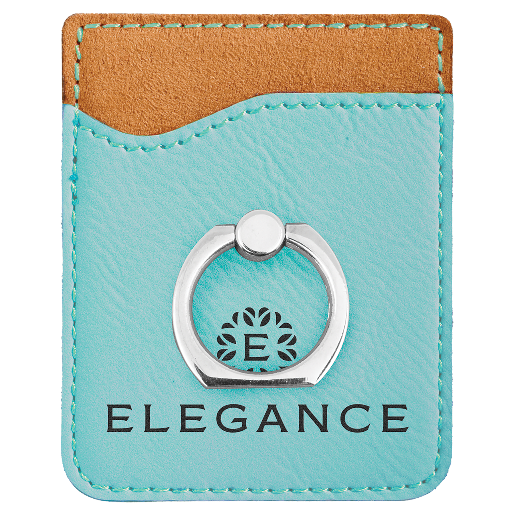 Teal Laserable Leatherette Phone Wallet with Silver Laserable Leatherette Phone Wallet