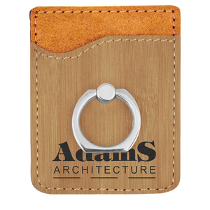 Bamboo Laserable Leatherette Phone Wallet with Silver Phone Wallet with Silver Ring
