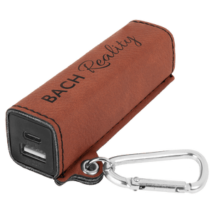 Rawhide Laserable Leatherette 2200 mAh Power Bank with USB-C Cord