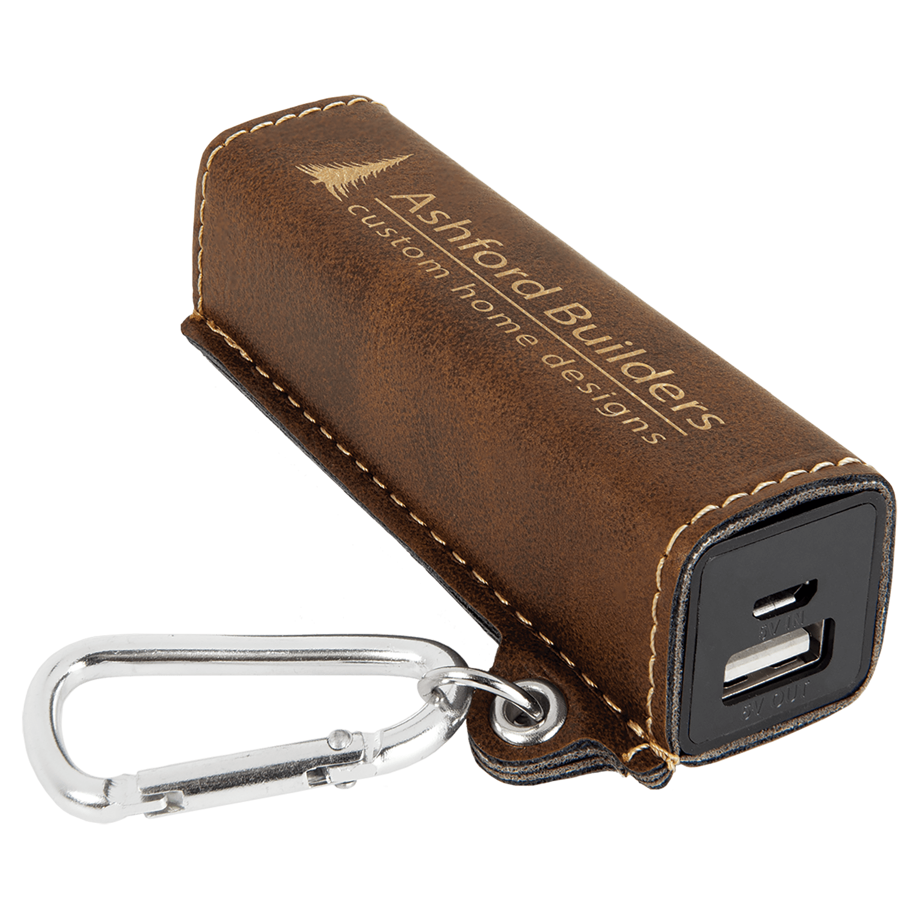 Rustic/ Laserable Leatherette 2200 mAh Power Bank with USB Cord