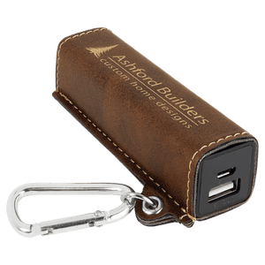 Rustic/Gold Laserable Leatherette 2200 mAh Power Bank with USB Cord