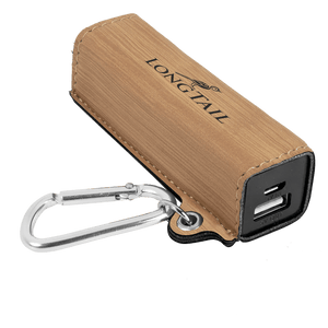 Bamboo Laserable Leatherette 2200 mAh Power Bank with USB Cord