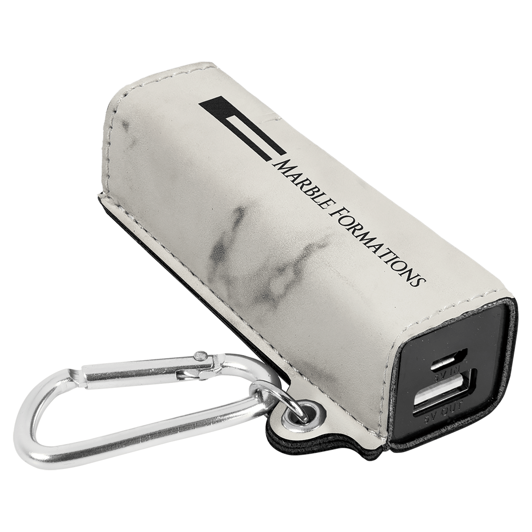 Marble Laserable Leatherette 2200 mAh Power Bank with USB Cord
