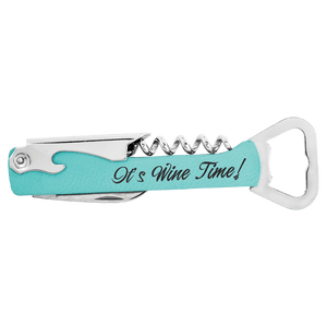 Teal Laserable Leatherette Wine Bottle Opener