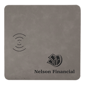 Gray 8" x 8" Laserable Leatherette Phone Charging Mat