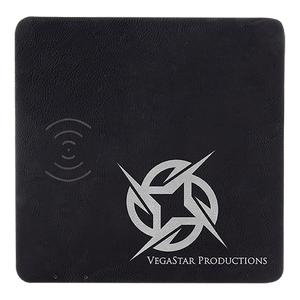 Black/Silver 8" x 8" Laserable Leatherette Phone Charging Mat