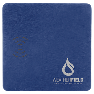Blue/Silver 8" x 8" Laserable Leatherette Phone Charging Mat