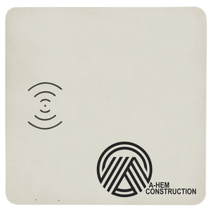 White 8" x 8" Laserable Leatherette Phone Charging Mat
