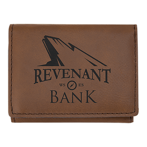 Dark Brown 3" x 4" Laserable Leatherette Trifold Wallet