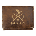 3" x 4" Rustic/ Laserable Leatherette Trifold Wallet
