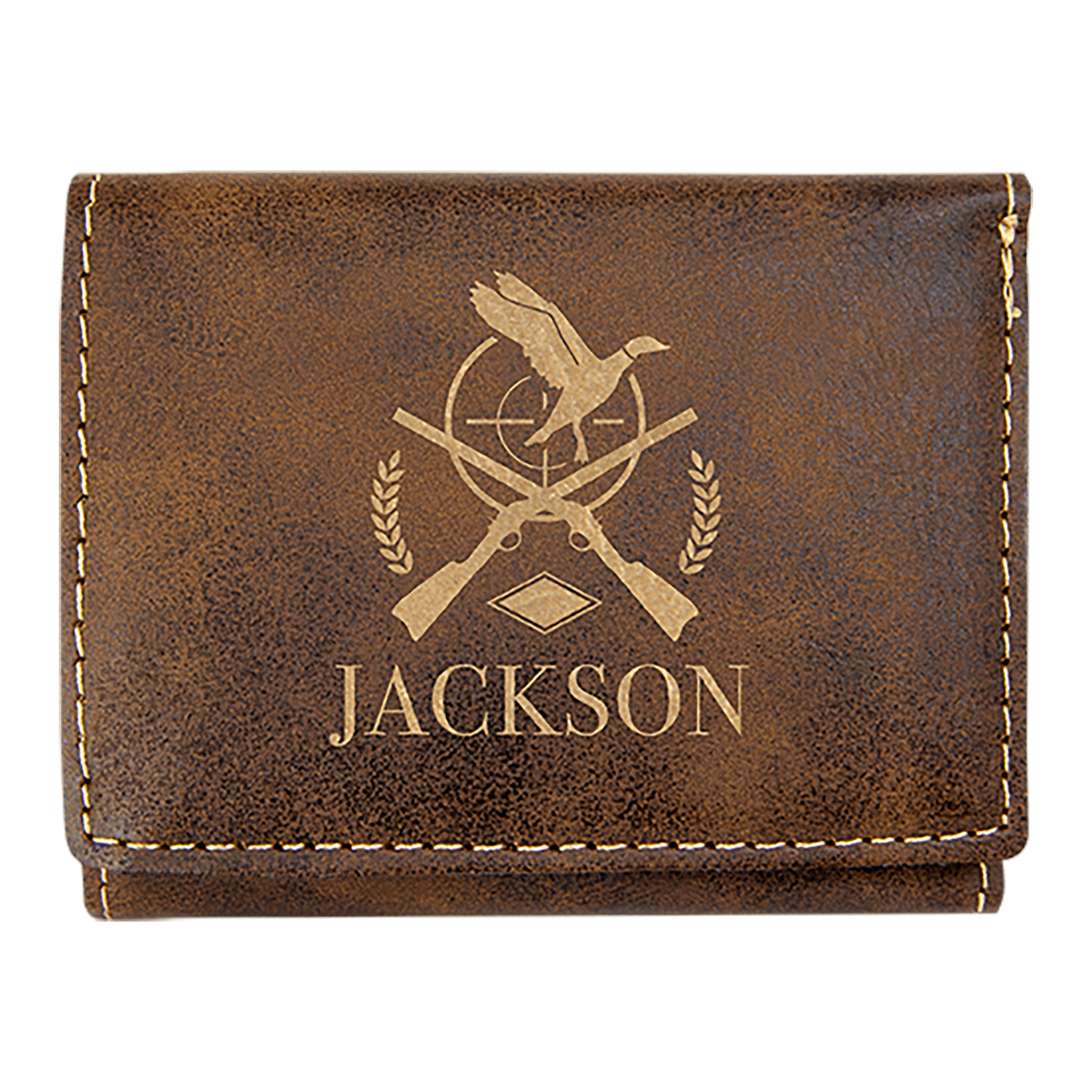 3" x 4" Rustic/ Laserable Leatherette Trifold Wallet