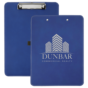 Blue/Silver 9" x 12 1/2" Laserable Leatherette Clipboard