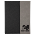 Gray Laserable Leatherette / Black 7" x 9" Canvas Portfolio with Notepad