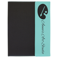 9 1/2"x12" Teal Laserable Leatherette / Black Canvas Portfolio with Notepad